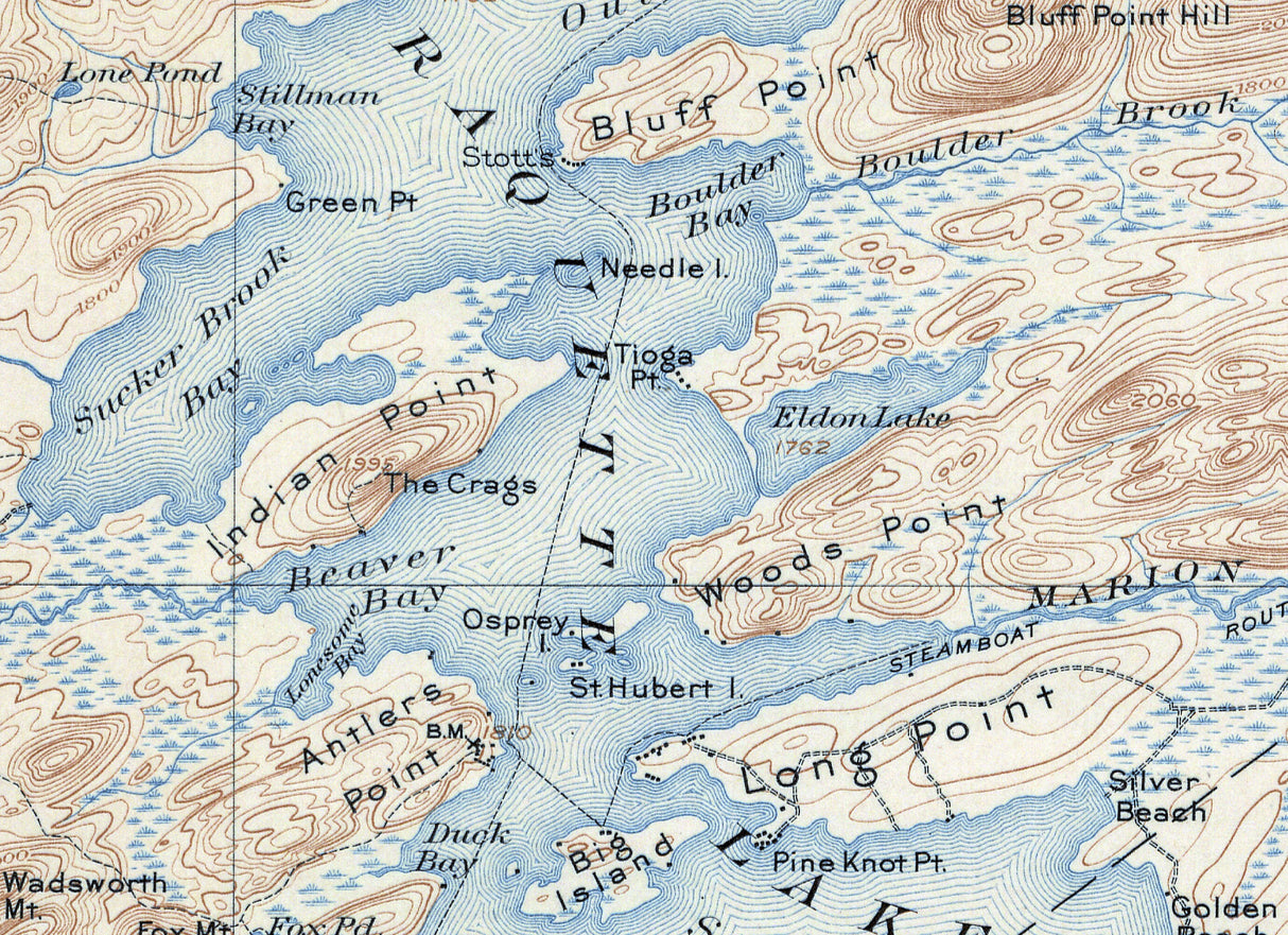 1903 Map of Raquette Lake Hamilton County New York
