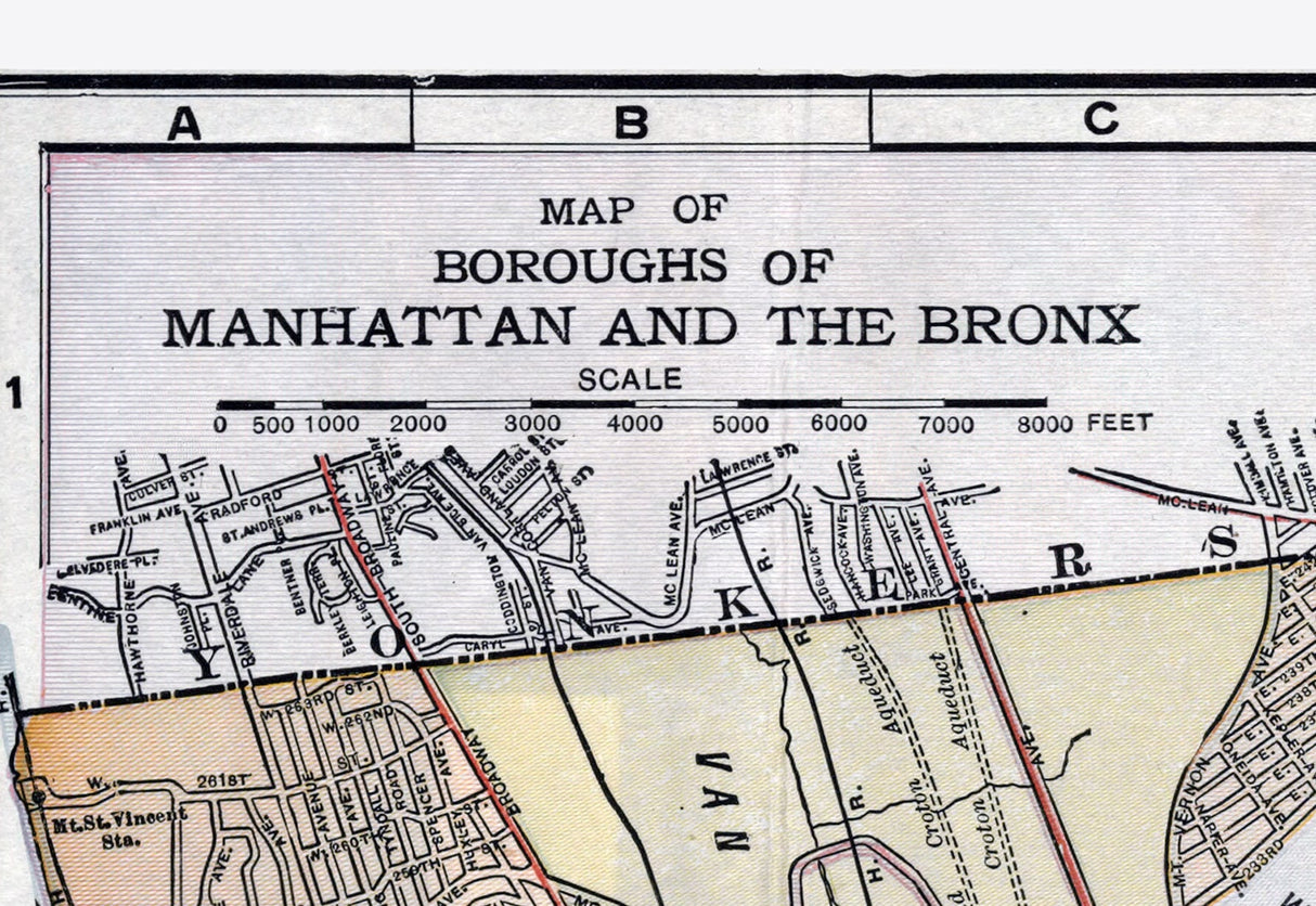 1917 Map of Manhattan and the Bronx New York