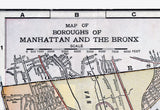1917 Map of Manhattan and the Bronx New York