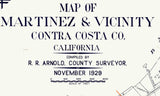 1929 Town Map of Martinez Contra Costa County California