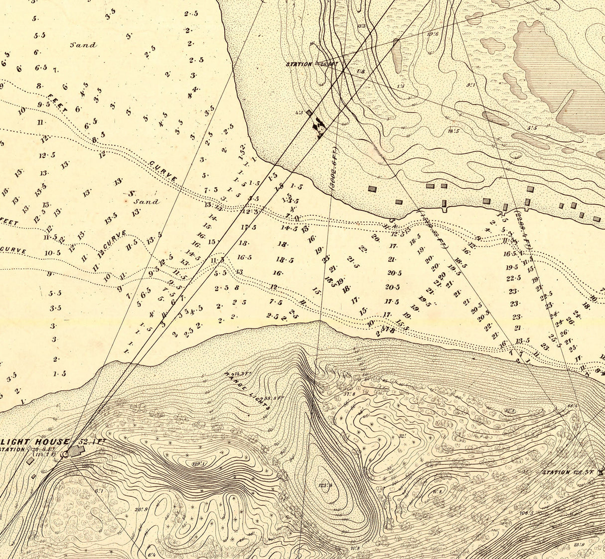 1856 Map of Grand River Harbor Michigan Grand Haven