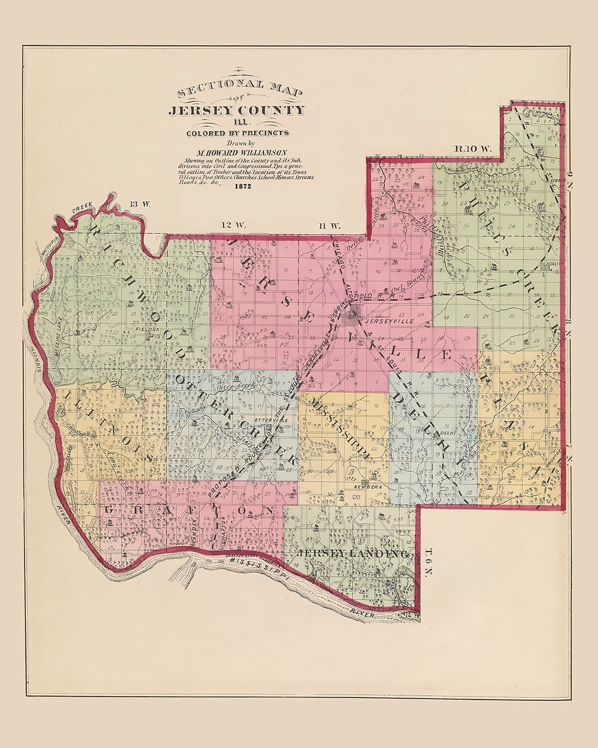 1872 Map of Jersey County Illinois