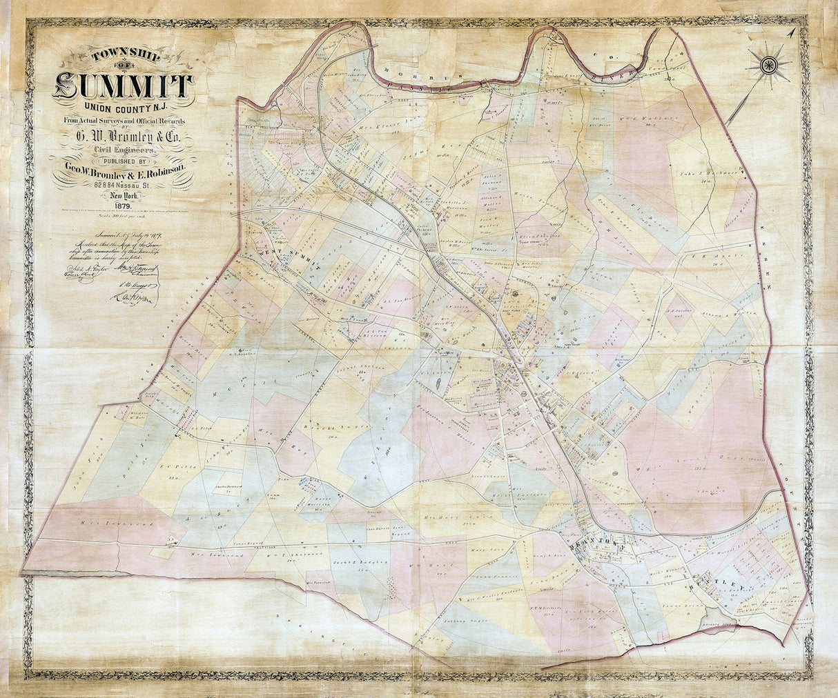 1879 Map of Summit Township Union County New Jersey
