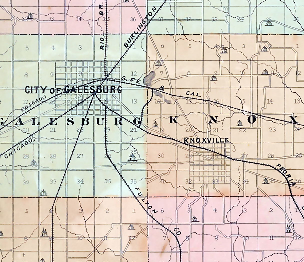 1891 Map of Knox County Illinois