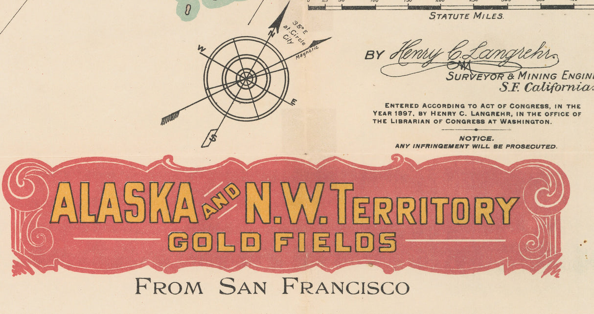 1897 Map of Alaska and North West Territory Gold Fields