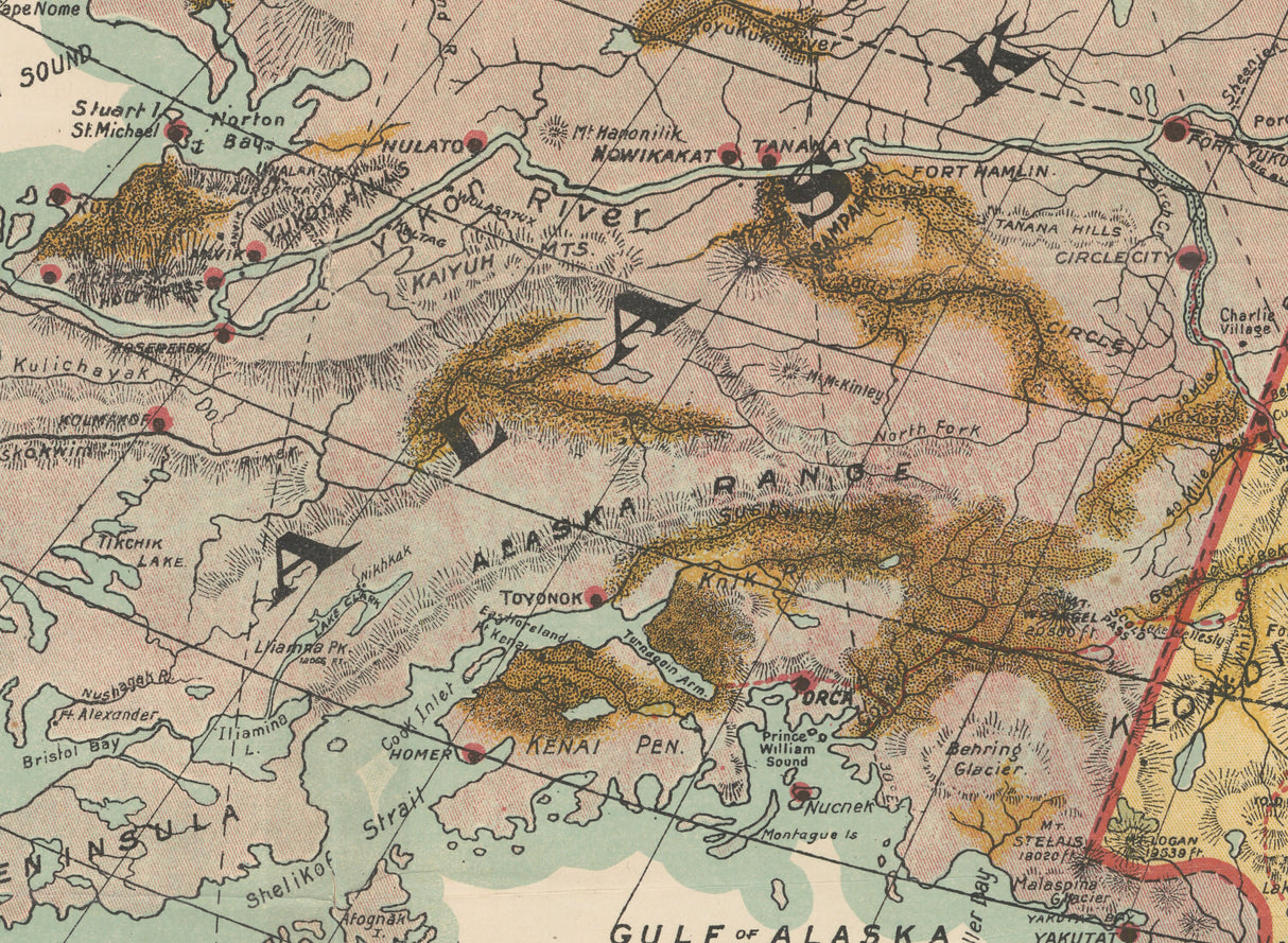 1897 Map of Alaska and North West Territory Gold Fields