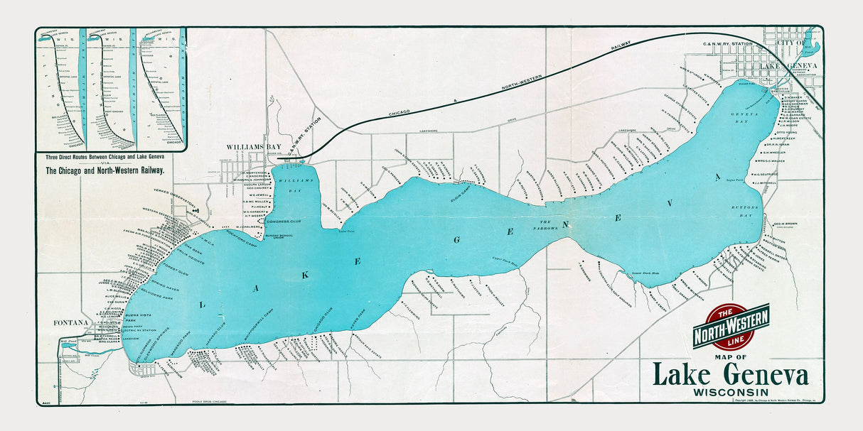 1906 Map of Lake Geneva Wisconsin