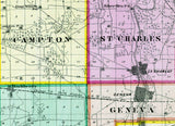 1872 Map of Kane County Illinois