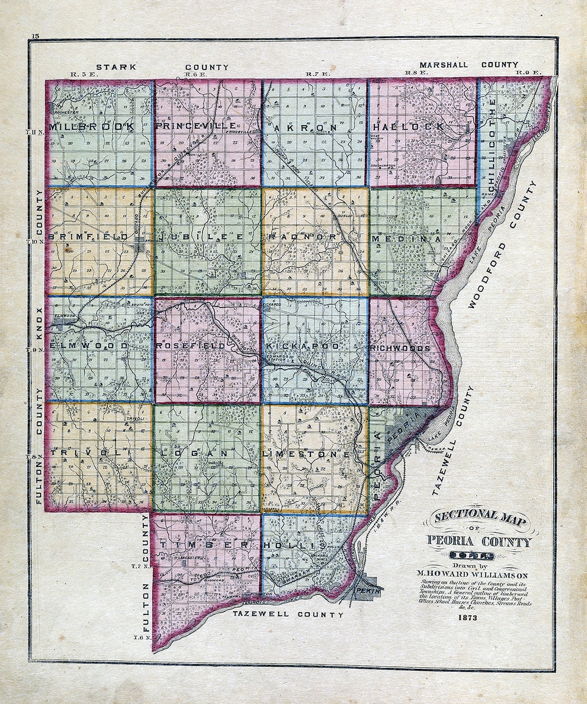 1873 Map of Peoria County Illinois