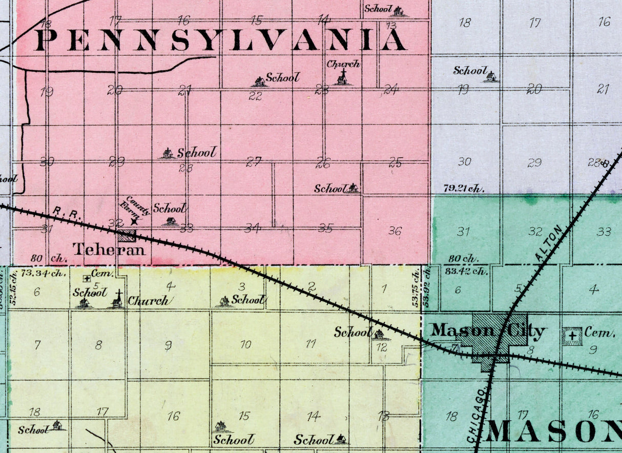 1891 Map of Mason County Illinois