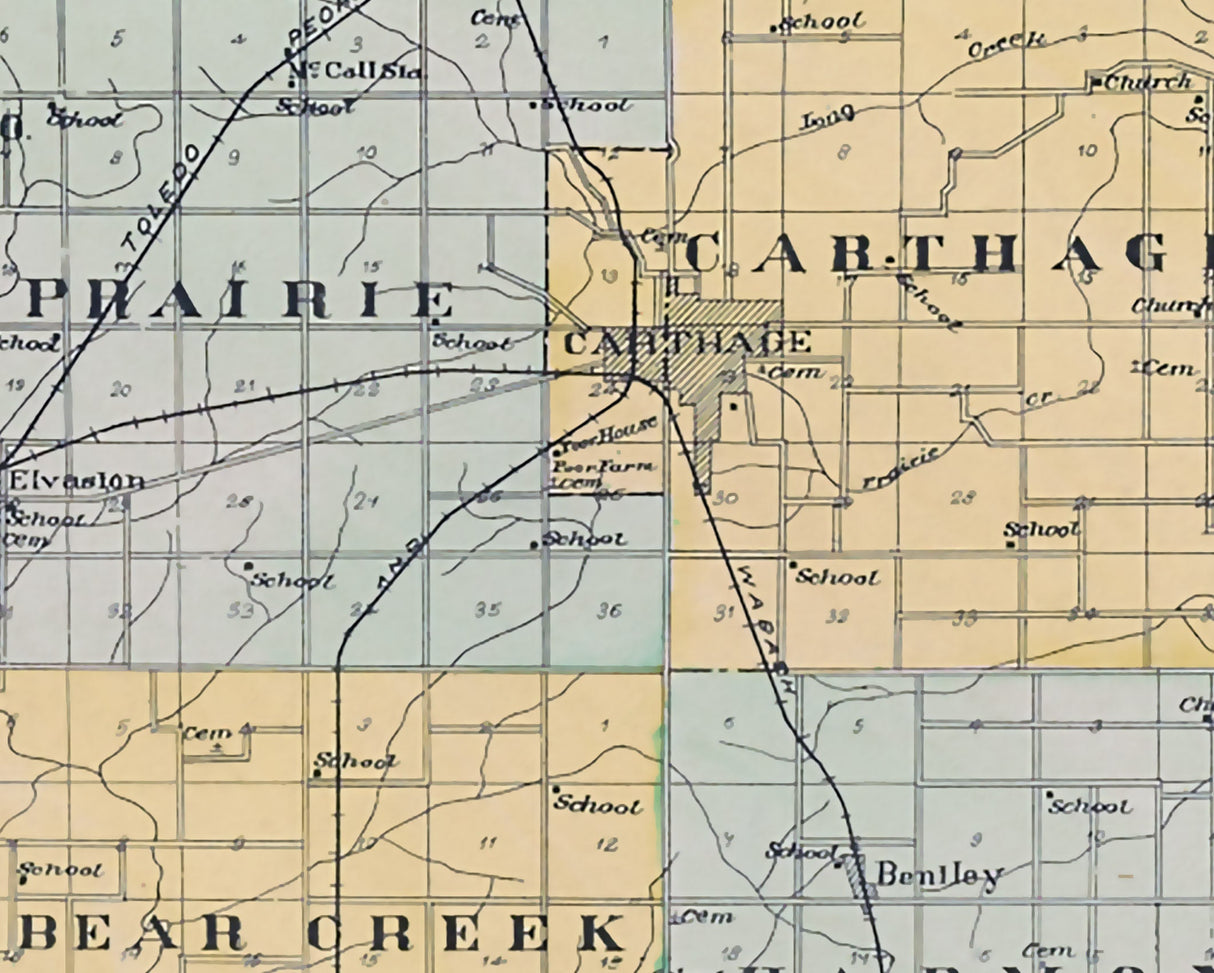 1904 Map of Hancock County Illinois