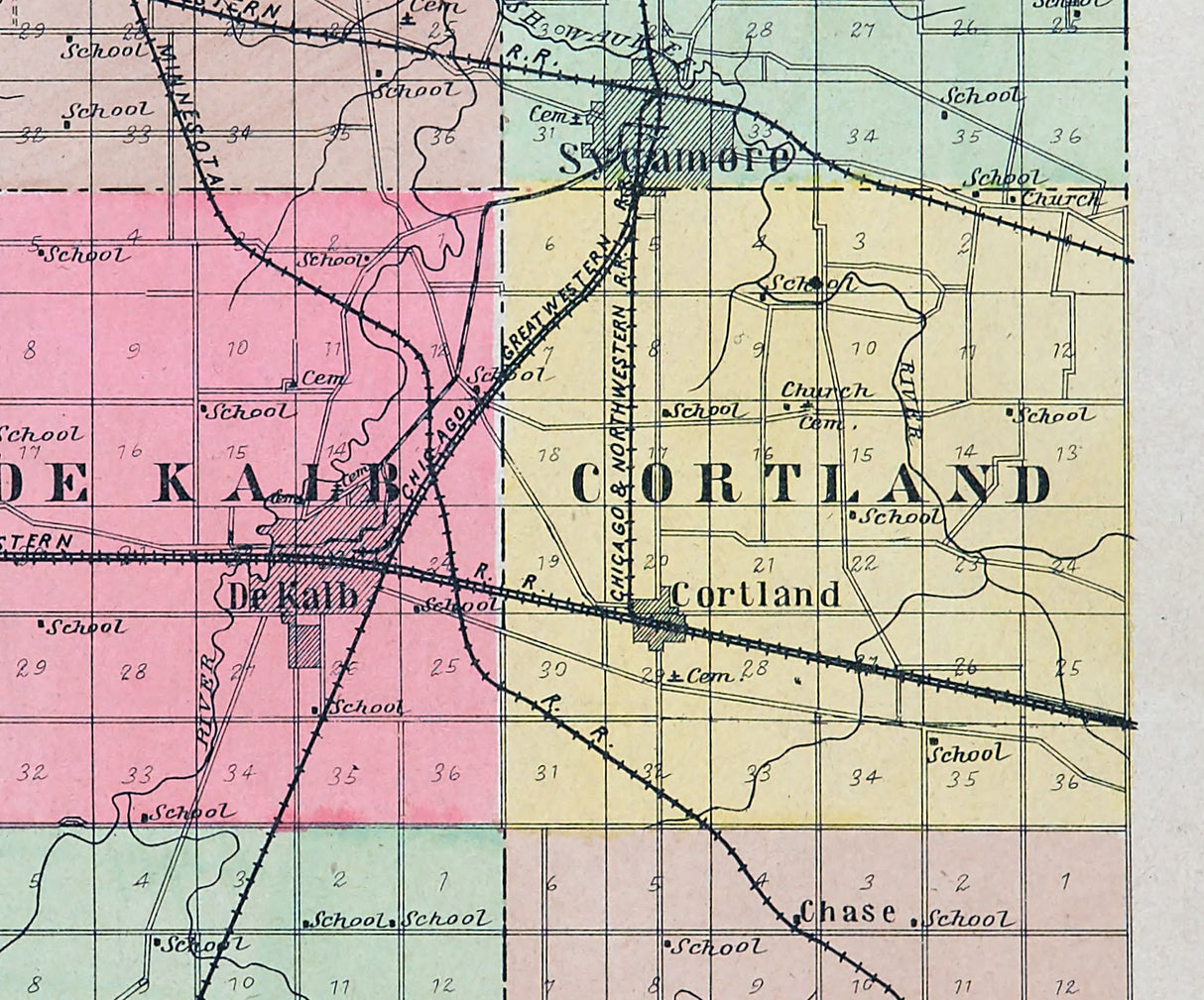 1905 Map of De Kalb County Illinois