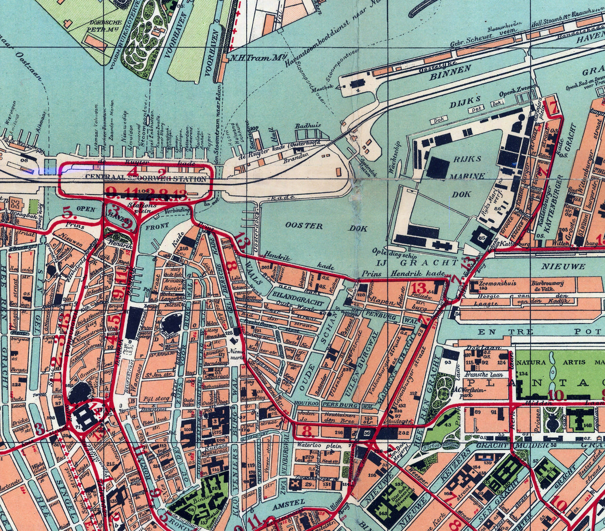 1912 Map of Amsterdam Netherlands