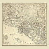 1914 Map of Orange County California and Los Angeles