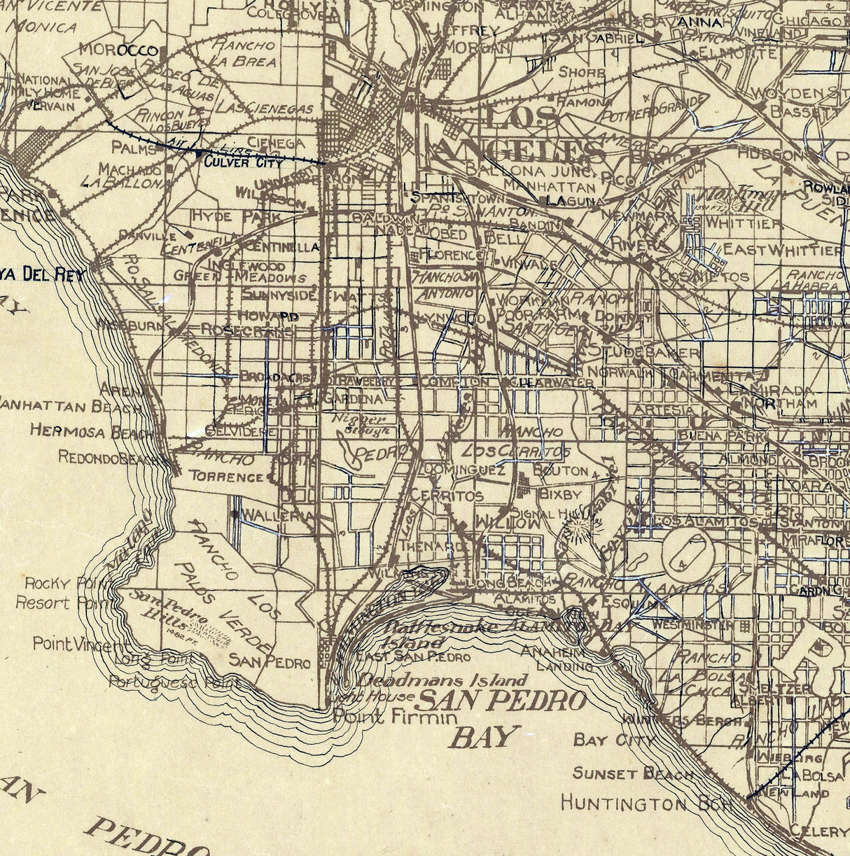 1914 Map of Orange County California and Los Angeles