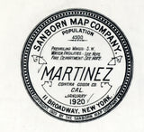 1920 Town Map of Martinez Contra Costa County California