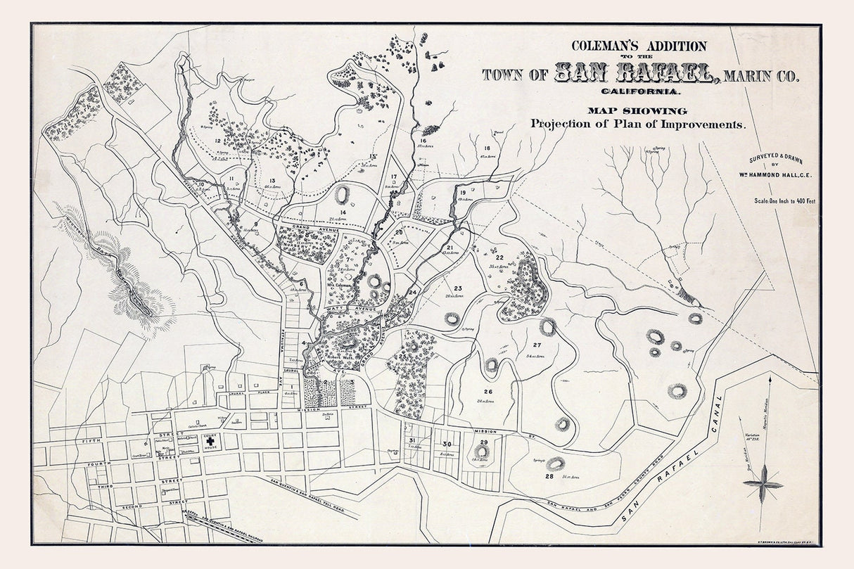 1880 Map of San Rafael Marin County California