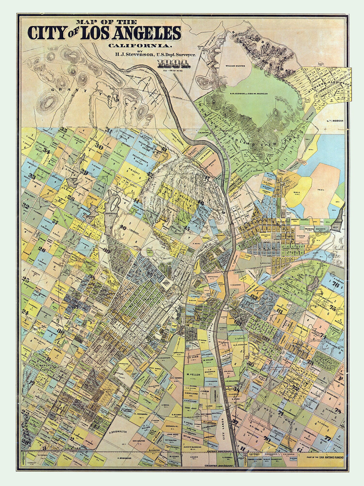 1884 Map of Los Angeles California