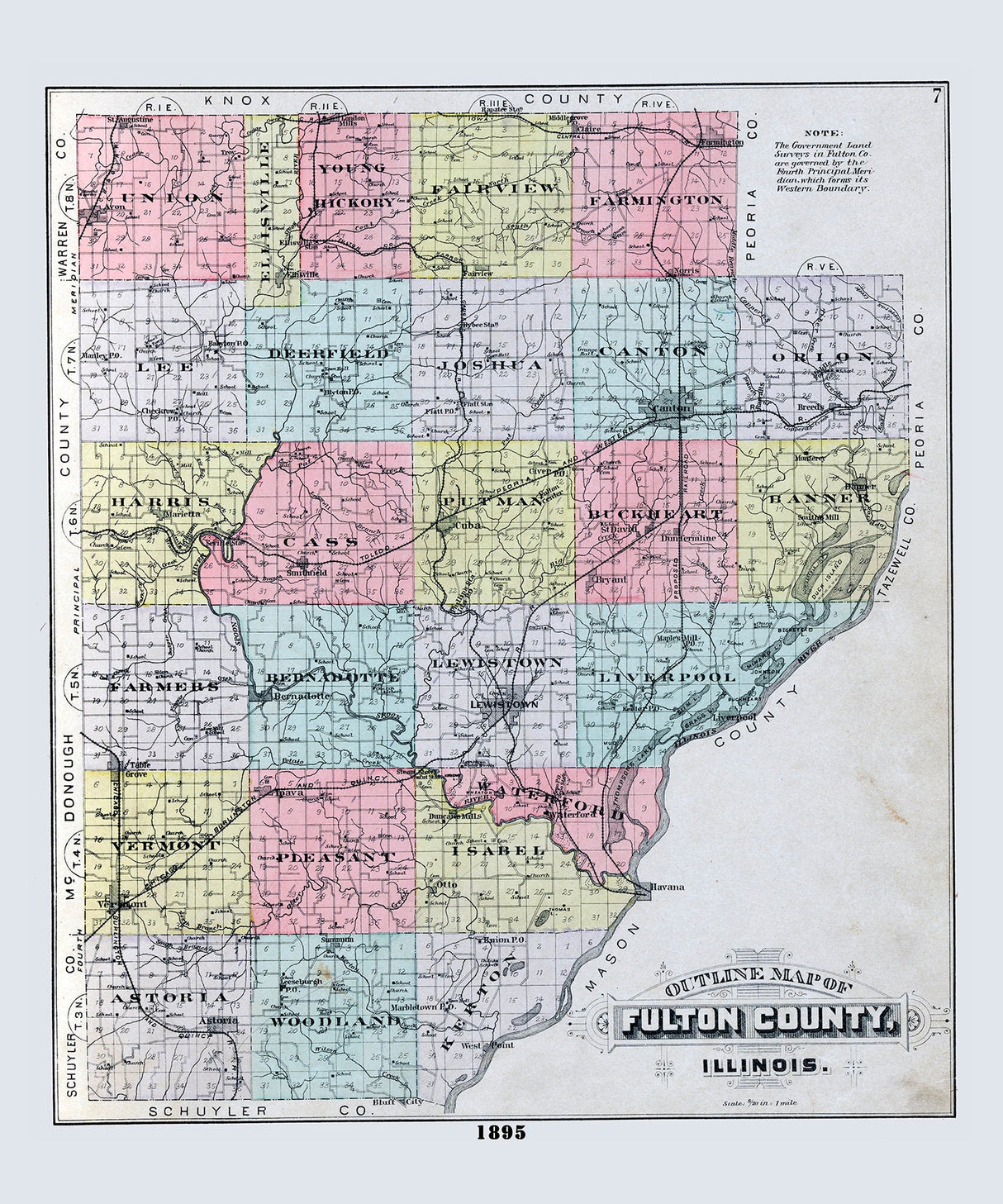 1895 Map of Fulton County Illinois