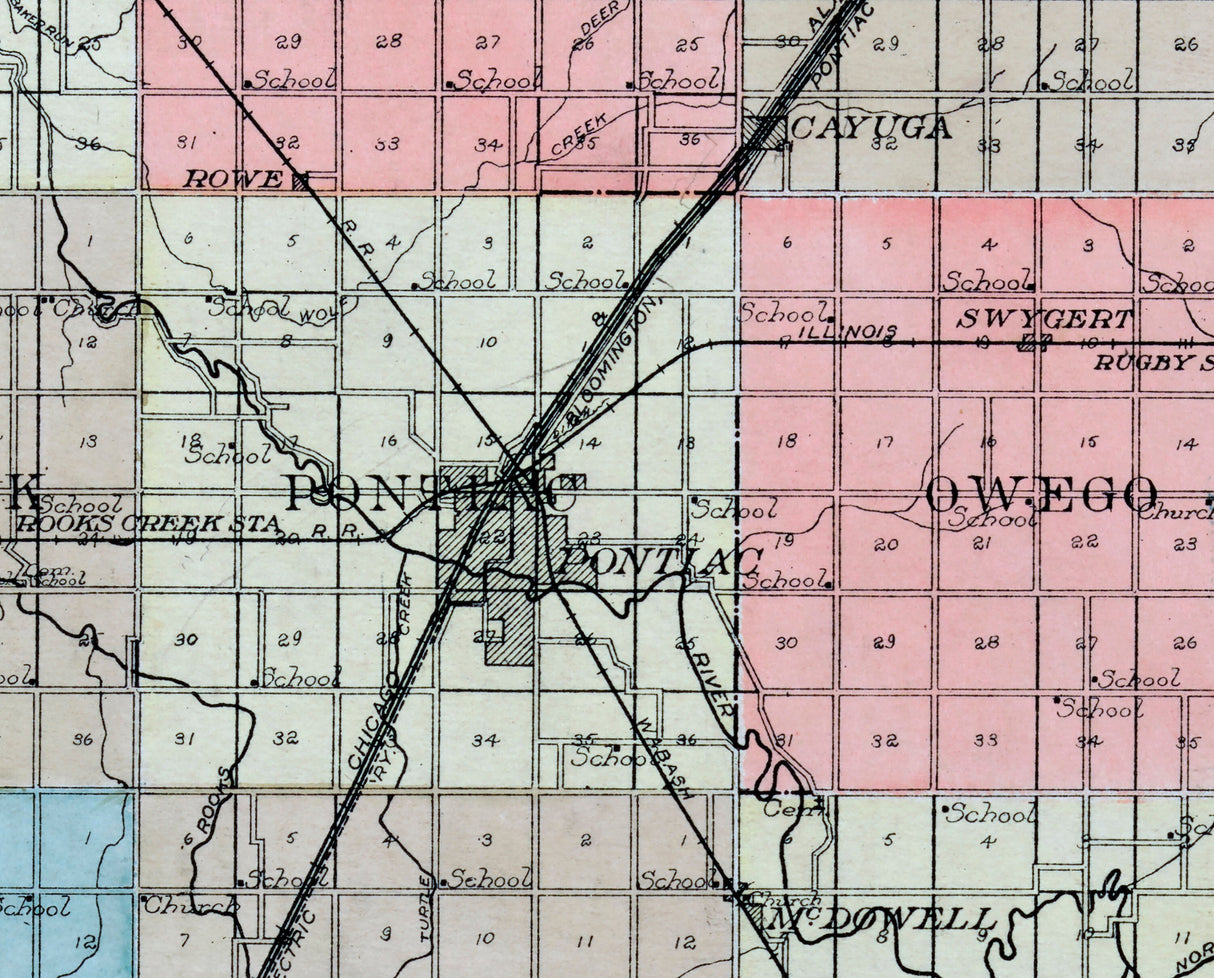 1911 Map of Livingston County Illinois