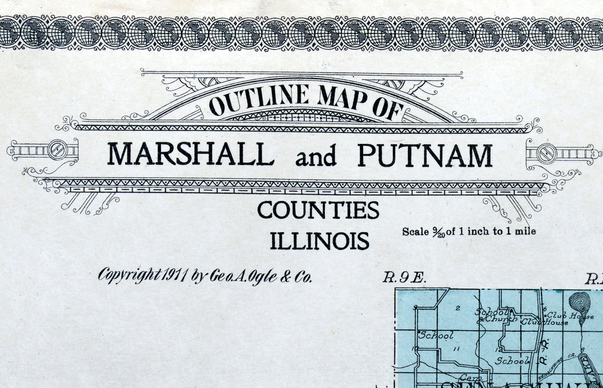 1911 Map of Marshall and Putnam County Illinois