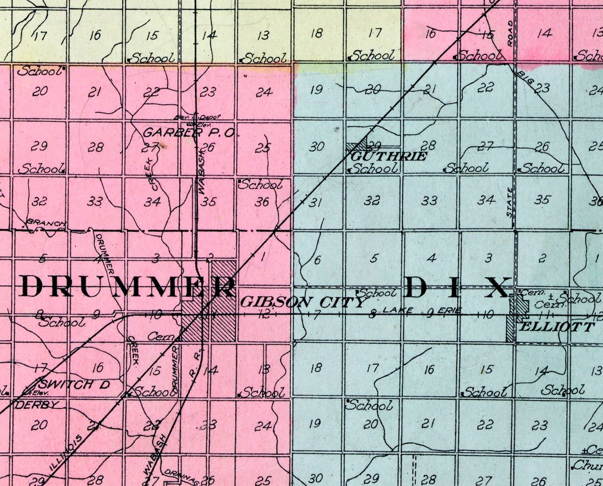 1916 Map of Ford County Illinois