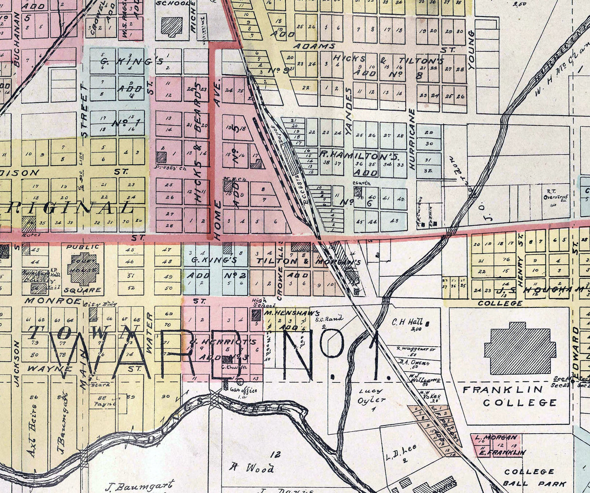 1900 Map of Franklin Johnson County Indiana