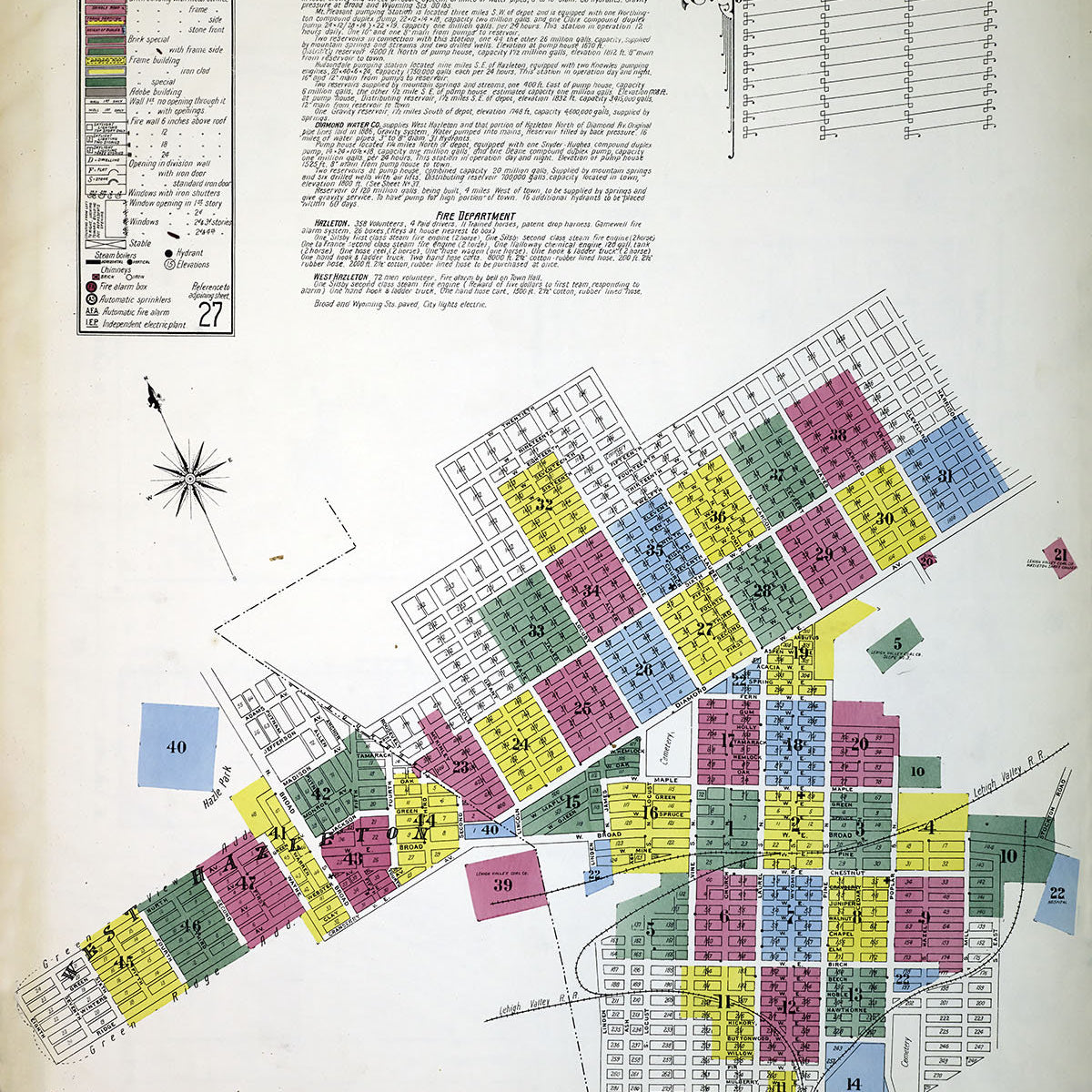 1909 Town Map of Hazleton Luzerne County Pennsylvania – Genealogical ...