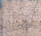 1874 Map of Delaware County Indiana