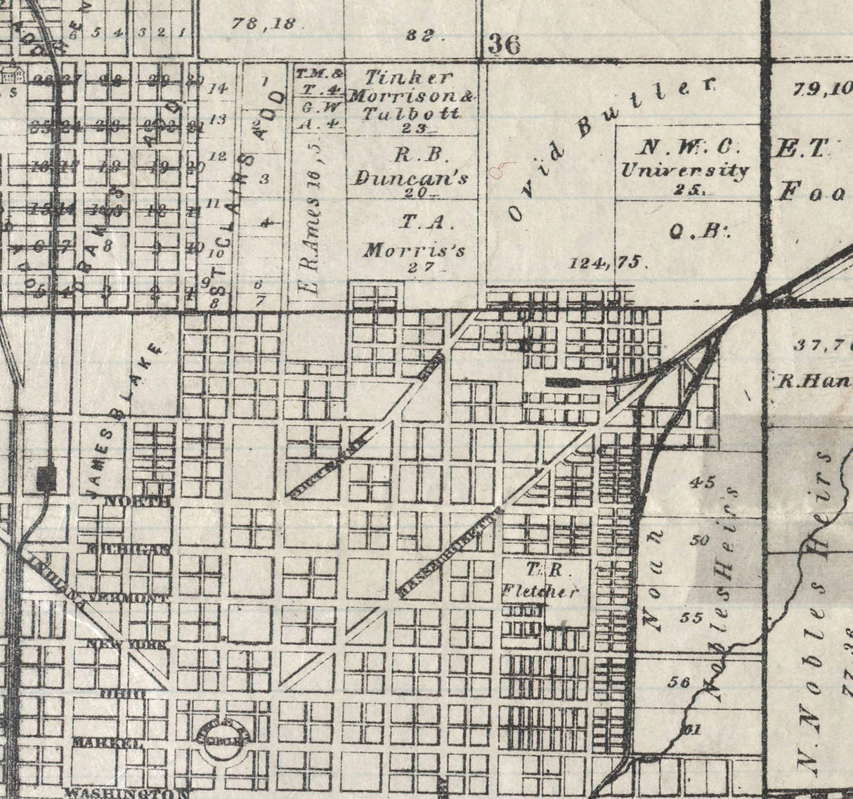 1855 Map of Indianapolis Indiana