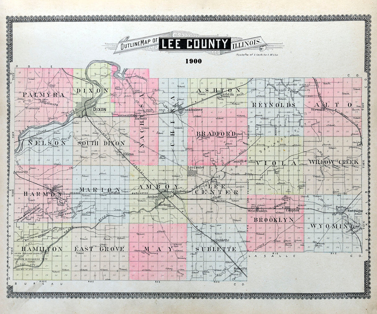 1900 Map of Lee County Illinois