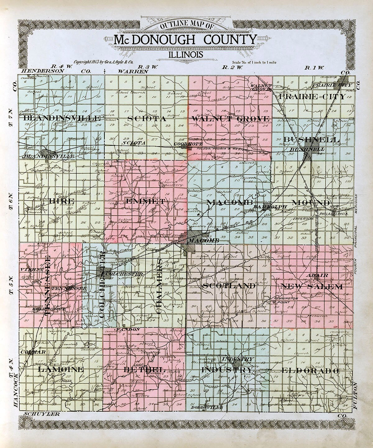 1913 Map of McDonough County Illinois