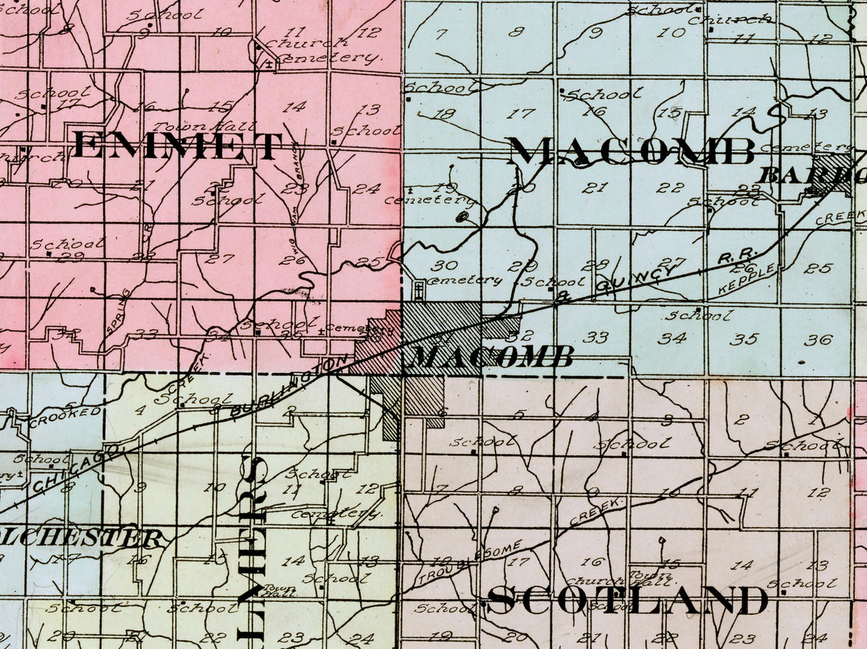 1913 Map of McDonough County Illinois