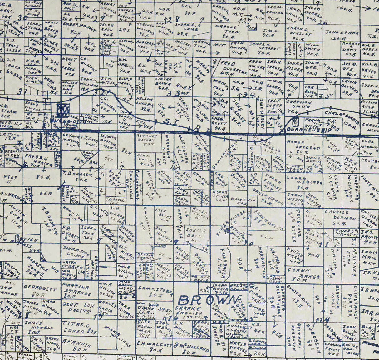 1921 Farm Line Map of Martin County Indiana