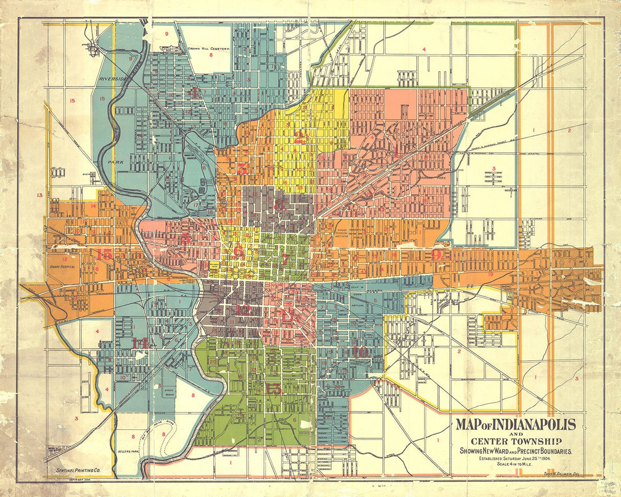 1904 Map of Indianapolis Indiana