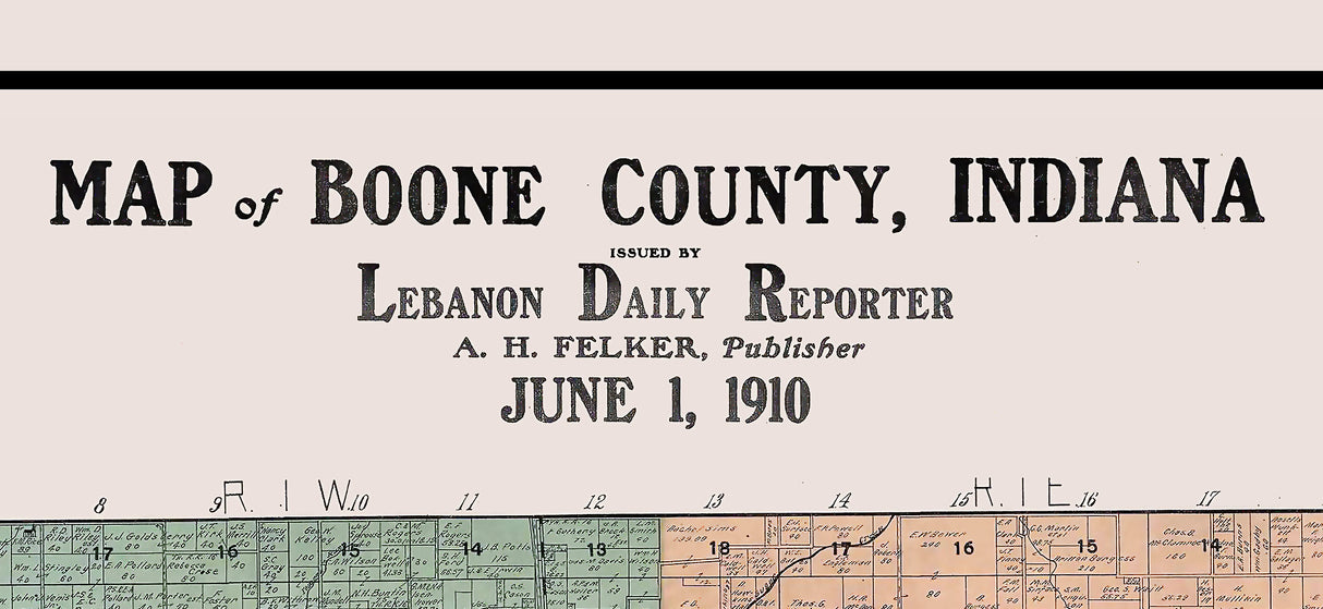 1910 Map of Boone County Indiana