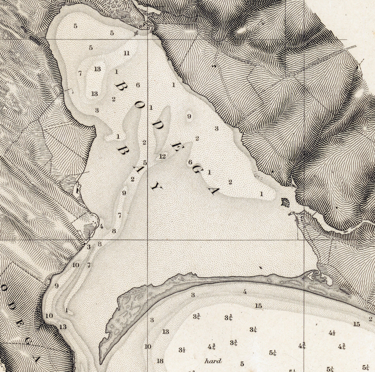1864 Nautical Chart of Bodega Bay California