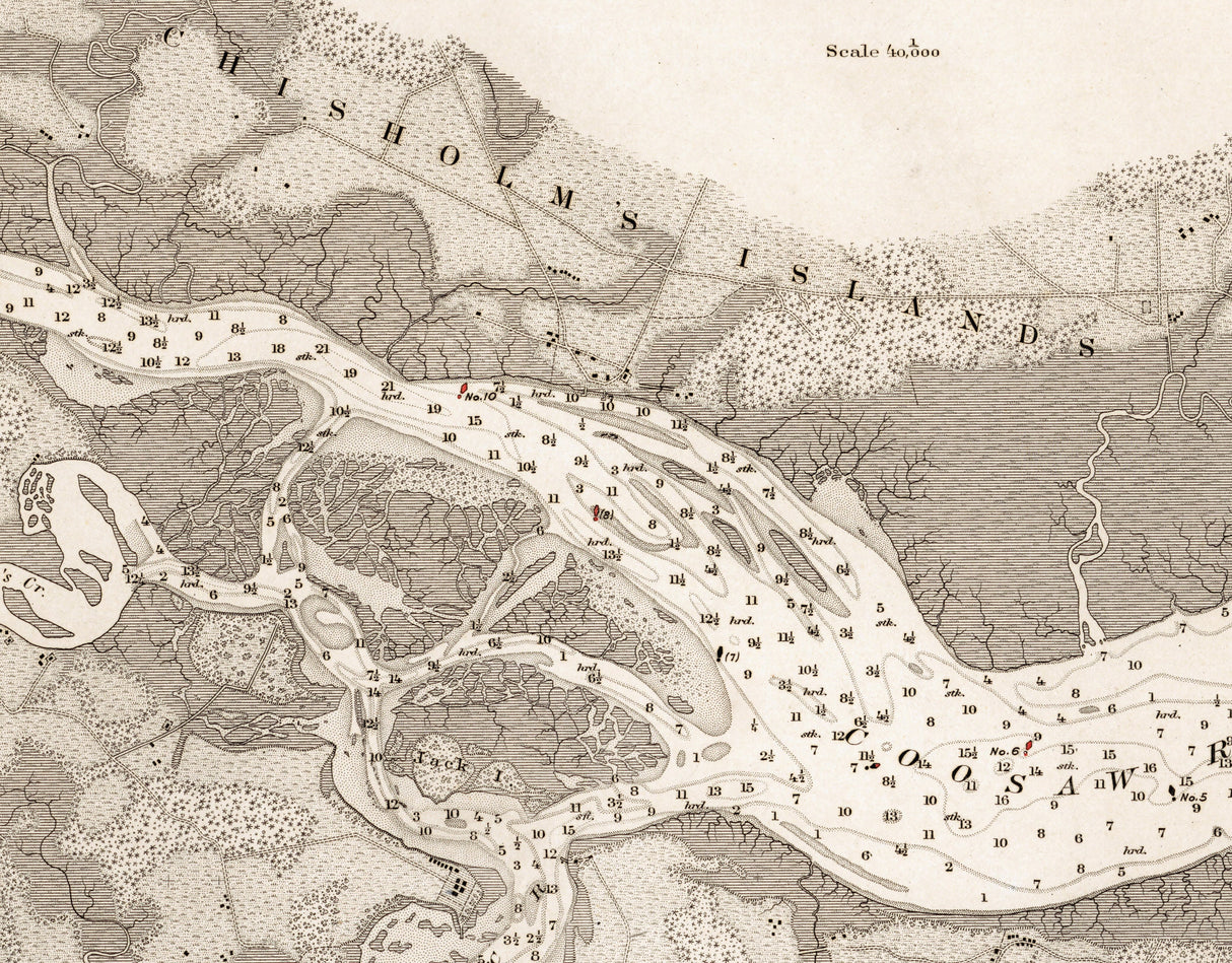 1876 Nautical Chart of Whale Branch Passage Coosaw and Broad River South Carolina