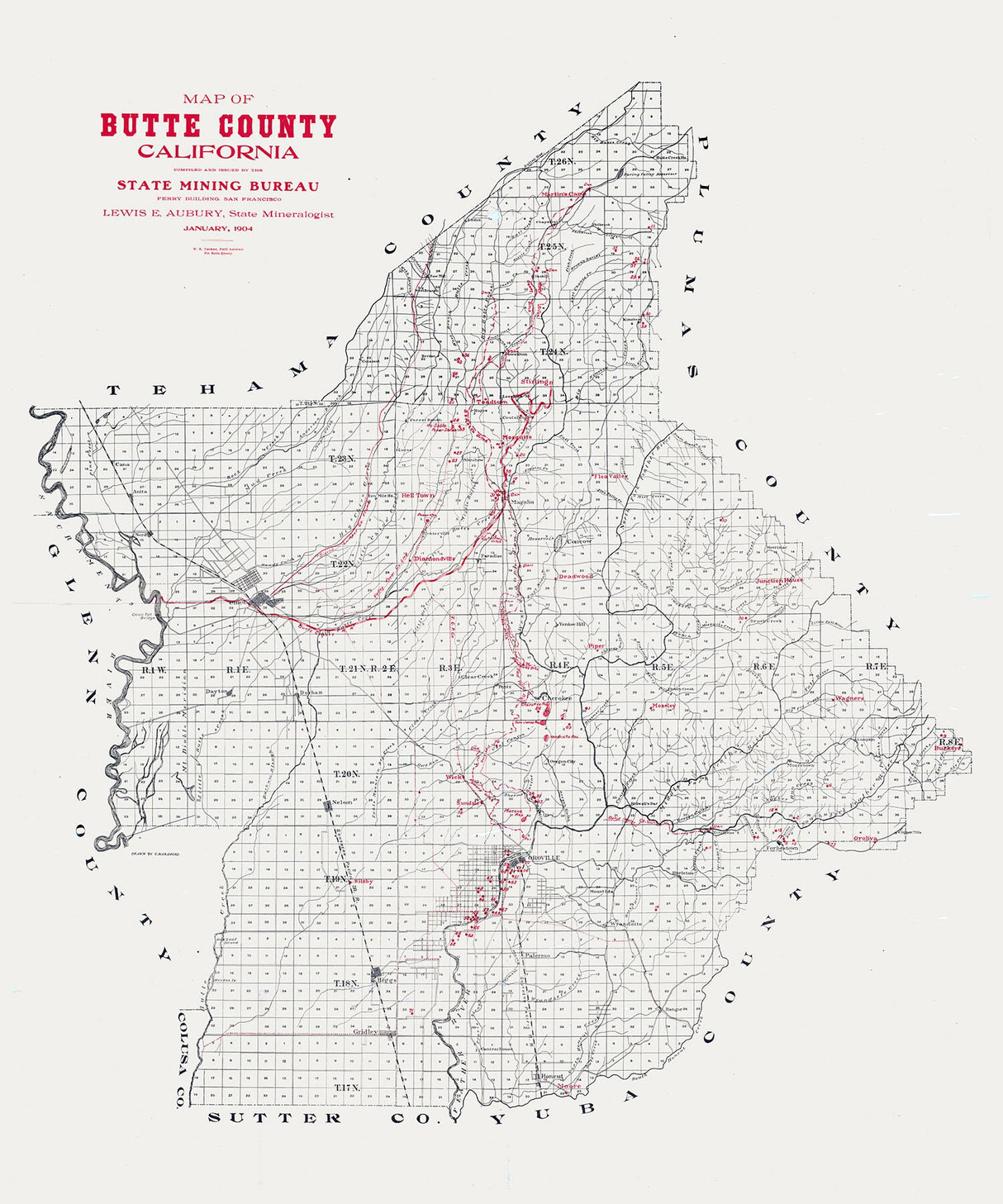 1904 Map of Butte County California