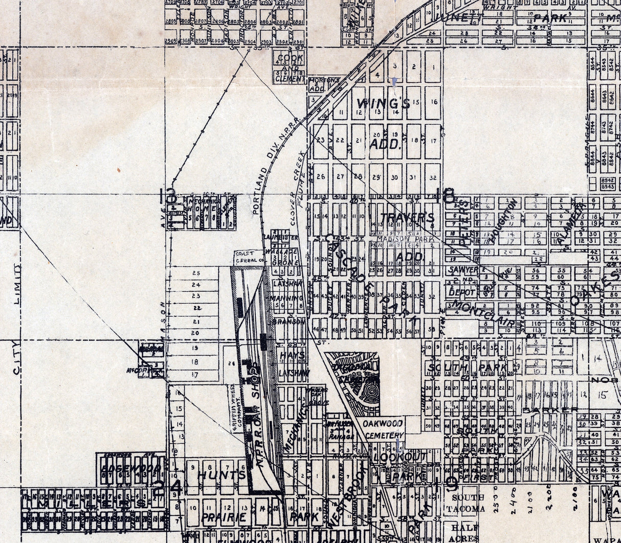 1905 Map of The City of Tacoma Washington and Environs