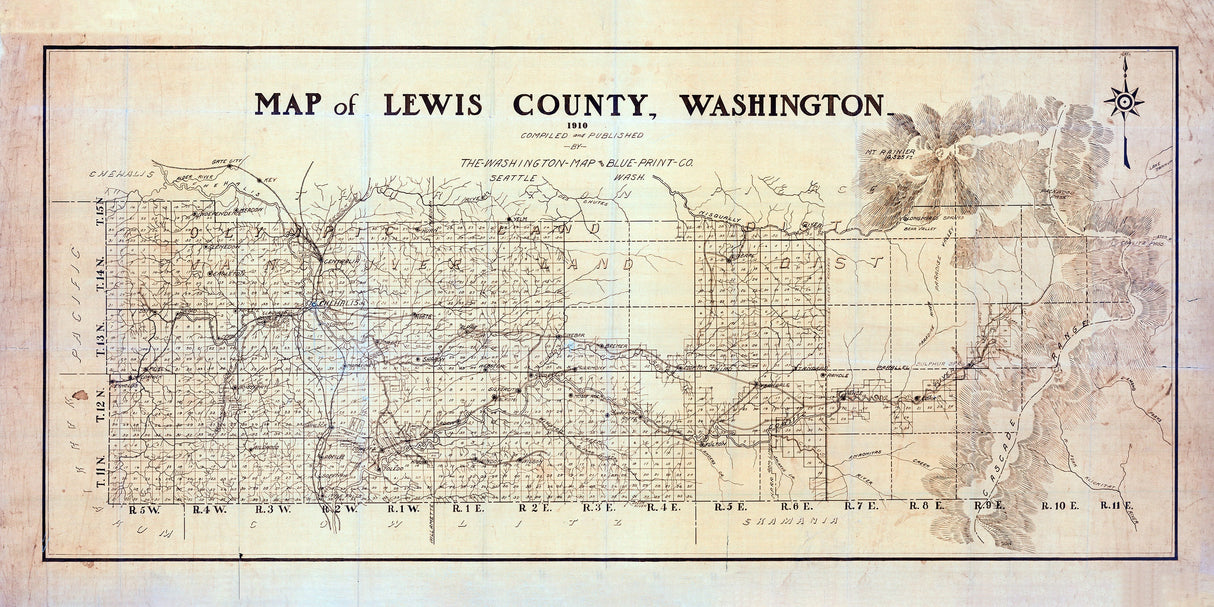 1910 Map of Lewis County Washington