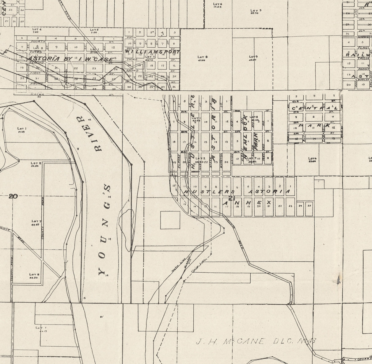 1914 Map of Astoria Clatsop County Oregon