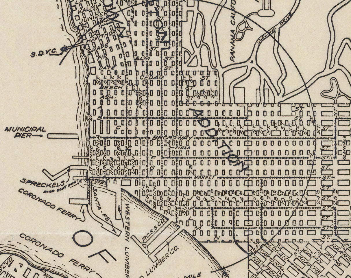 1914 Map of San Diego California