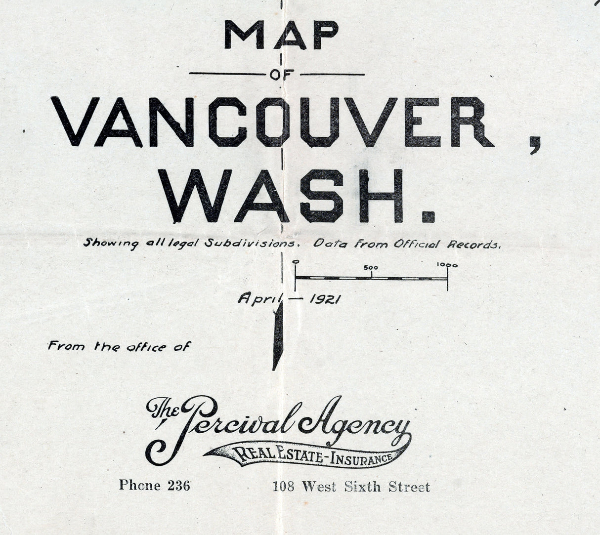 1921 Map of Vancouver Washington