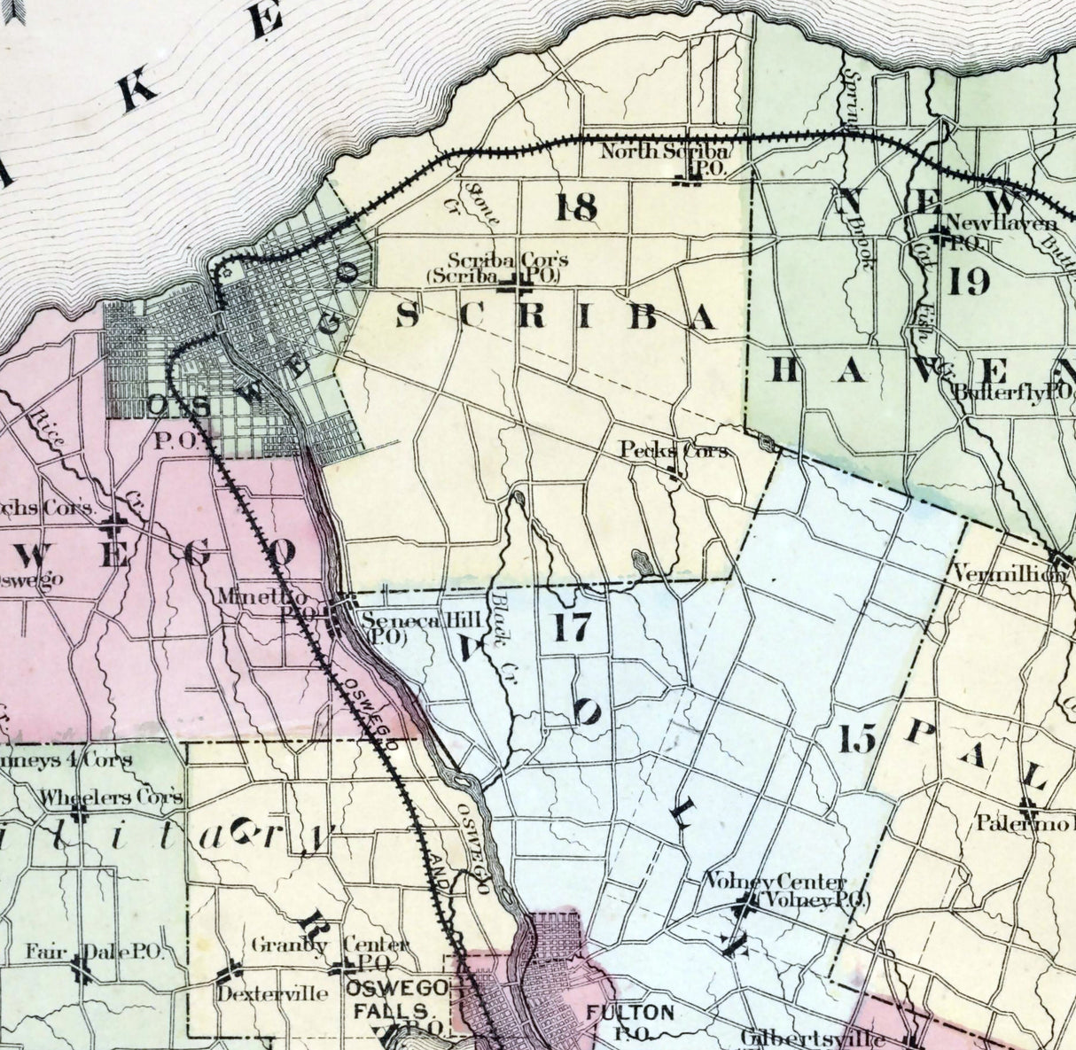 1867 Map of Oswego County New York