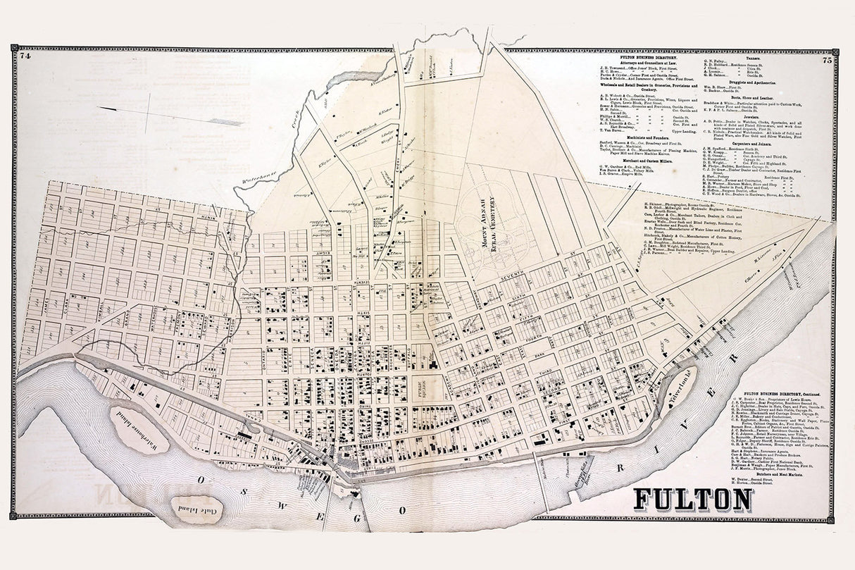 1867 Map of Fulton Oswego County New York