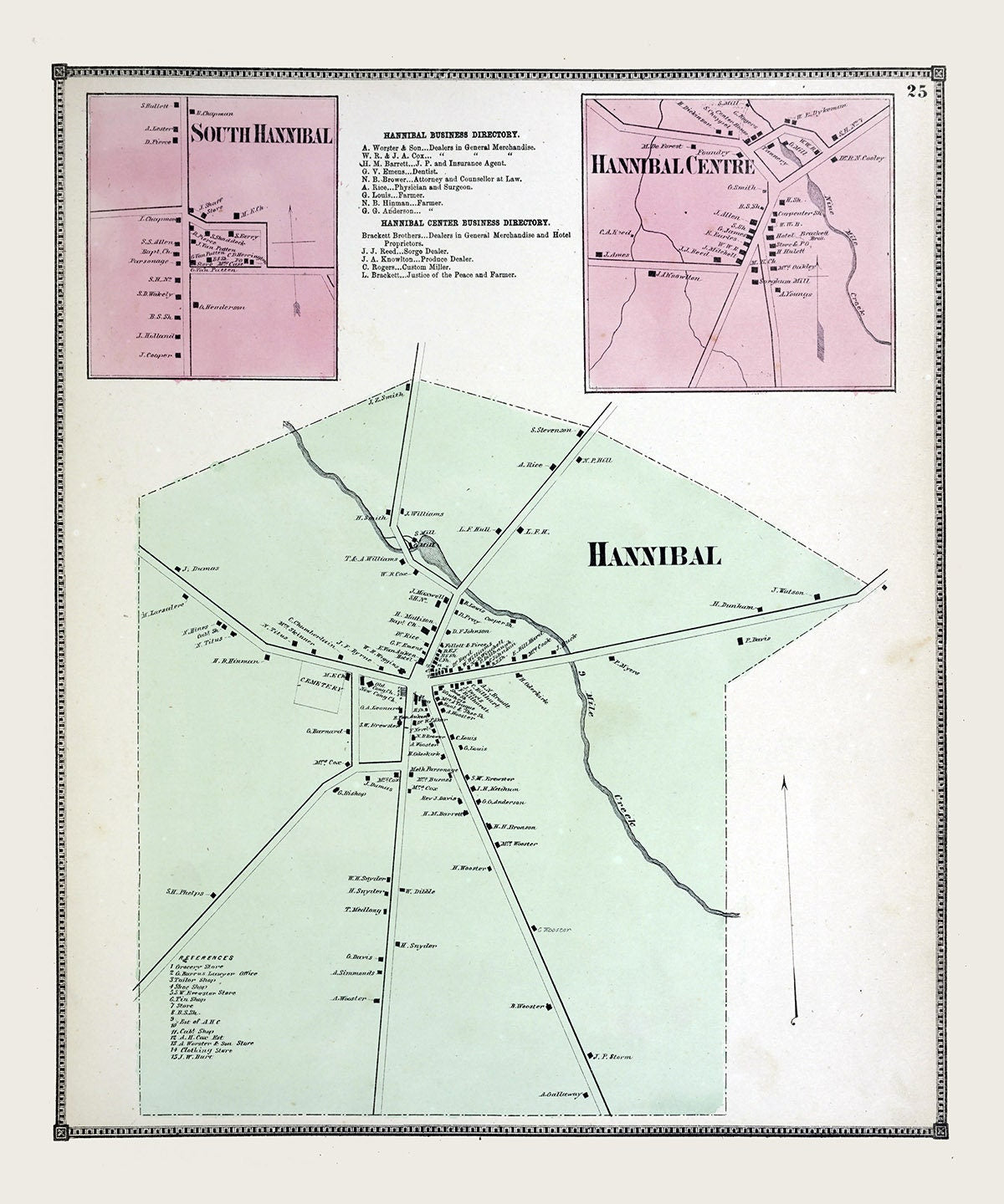1867 Map of Hannibal Oswego County New York