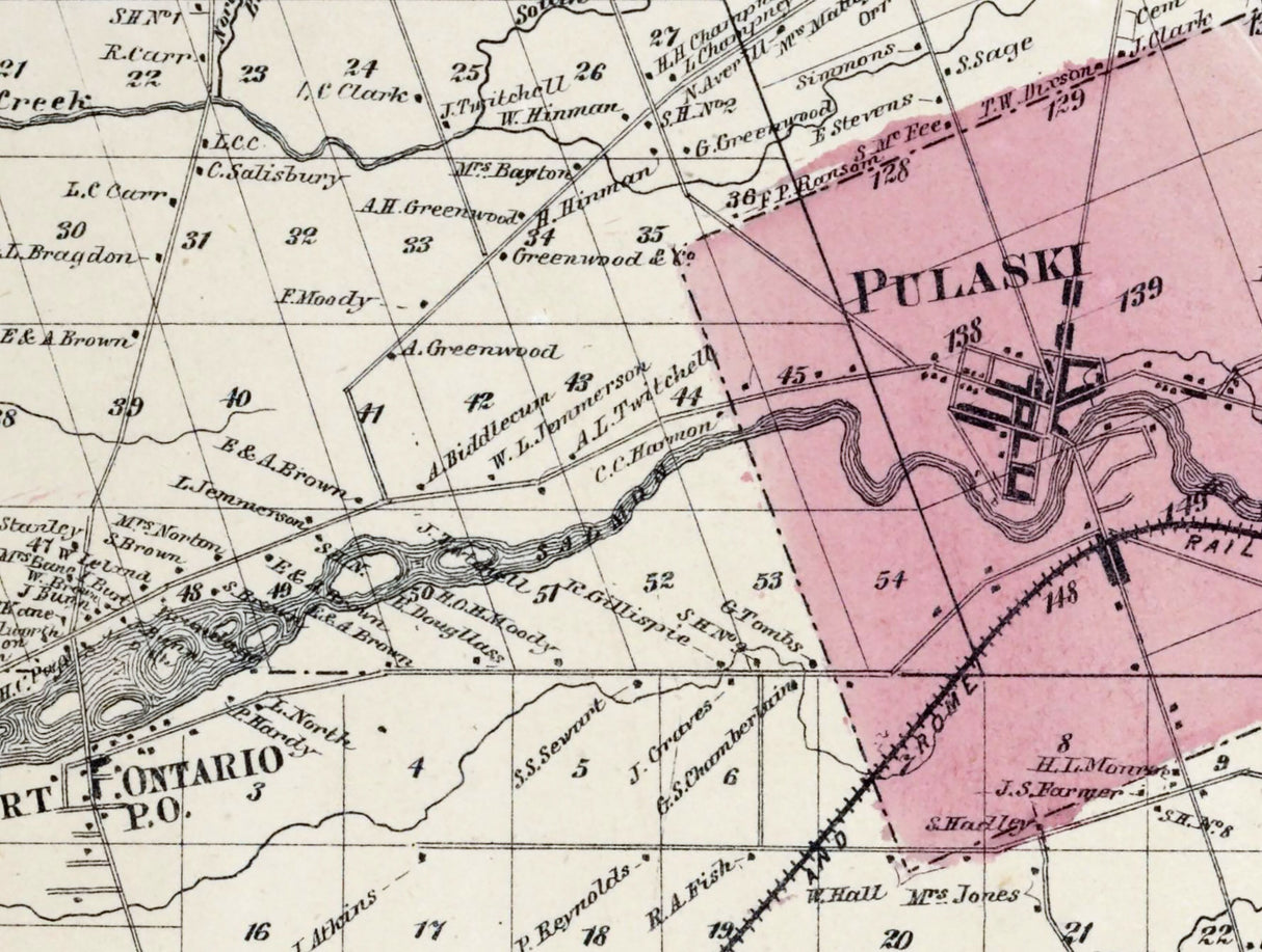 1867 Map of Richland Village Oswego County New York