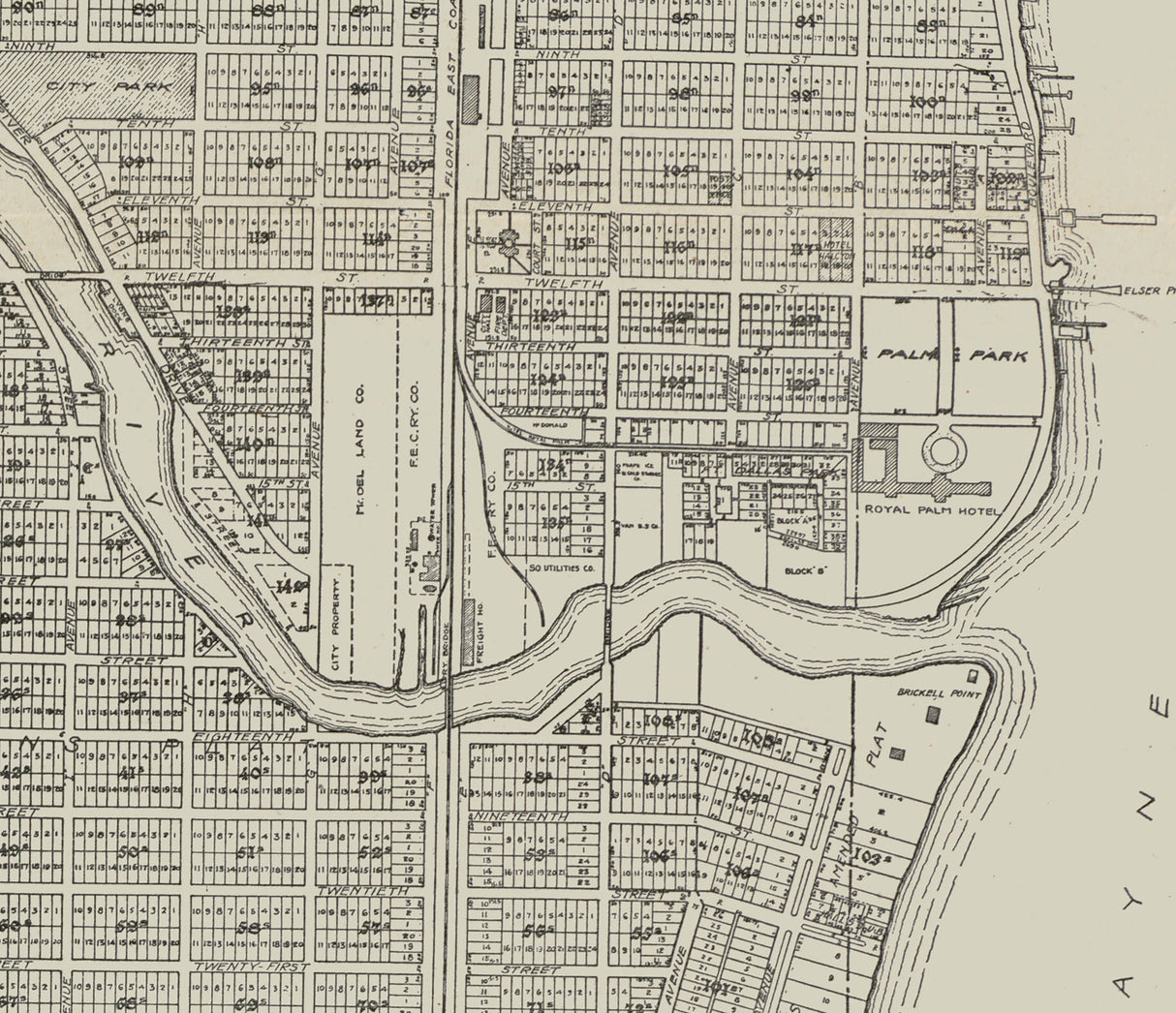 1918 Map of the City of Miami Florida