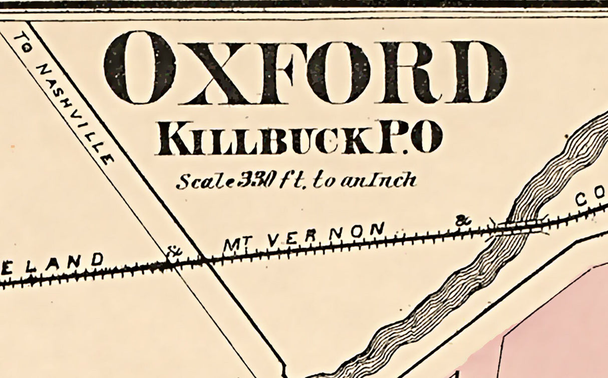 1875 Map of Oxford and Middletown Holmes County Ohio